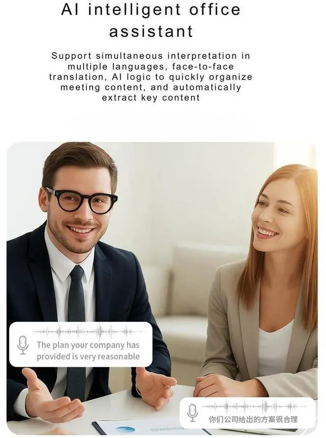 Alt view image 5 of 7 - V03-T6 New AI Smart Glasses with 8MP HD Camera, Image Translation, Video Call, and High-Tech Photo Function