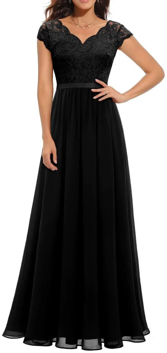 Alt view image 7 of 7 - 6-color 5-size new European and American best-selling lace-trimmed long-sleeve waist-cinching elegant dress