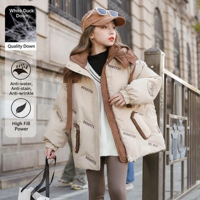 Main image of New 2026 Girls' Winter Down Coat - Stylish, Thick and Warm White Duck Down Jacket