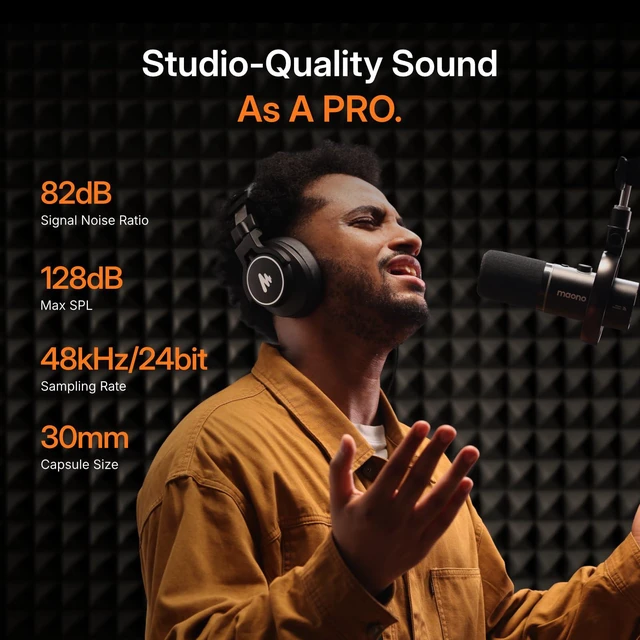 Alt view image 4 of 7 - MAONO PD200W Hybrid Wireless Podcast Microphone for PC, Dynamic XLR USB Mic | Desktop Stand Mic with Software, Noise Cancellation, for Vocal Recording, Streaming, Content Creation, Home Studio