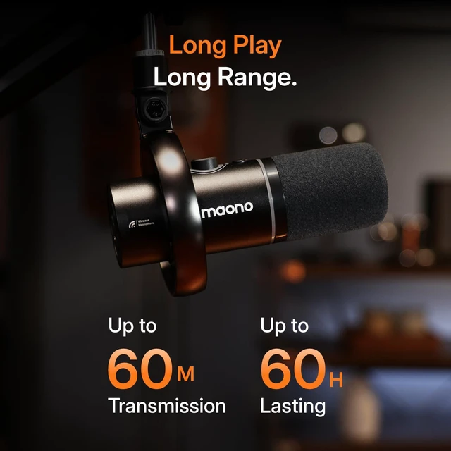 Alt view image 5 of 7 - MAONO PD200W Hybrid Wireless Podcast Microphone for PC, Dynamic XLR USB Mic | Desktop Stand Mic with Software, Noise Cancellation, for Vocal Recording, Streaming, Content Creation, Home Studio
