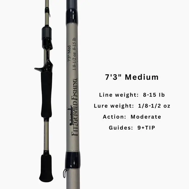 Alt view image 3 of 7 - Fitzgerald Vursa Casting Rod | 7'3" Medium Moderate | Crankbaits, Rattle Traps, Spinnerbaits, Flukes, Senkos, Topwater | 8-15 lb | 1/8-1/2 oz