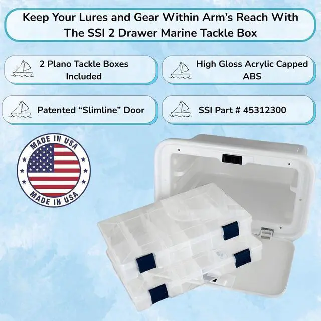 Alt view image 5 of 5 - Marine Tackle Box for Boat storage - SSI OEM Parts - Plano Tacklebox Organizers Included (2 Drawer)