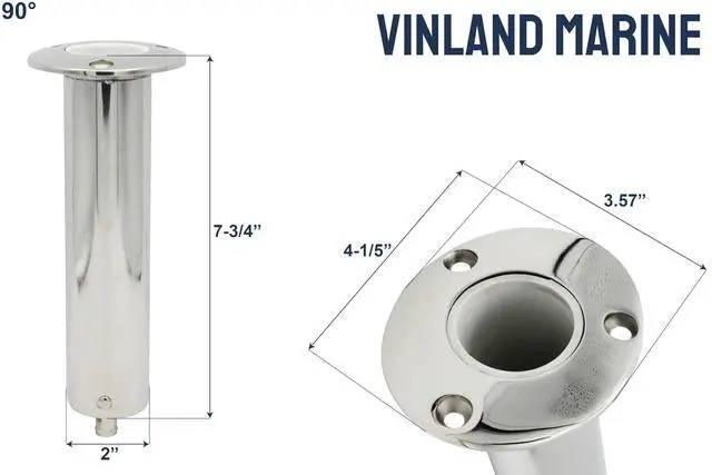 Alt view image 2 of 7 - 316 Stainless Steel Cast Heavy Duty 15°, 30°, 90° Angled Flush Mount Rod Holder with Drain, Boat Rod Holders, Pontoon Rod Holder, Fish Rod Holder, Cannon Rod Holders, Fishing