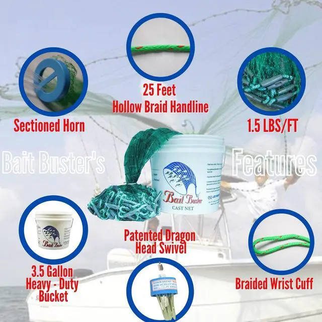 Alt view image 2 of 6 - Mullet cast net-10 ft 1-1/4" sq mesh