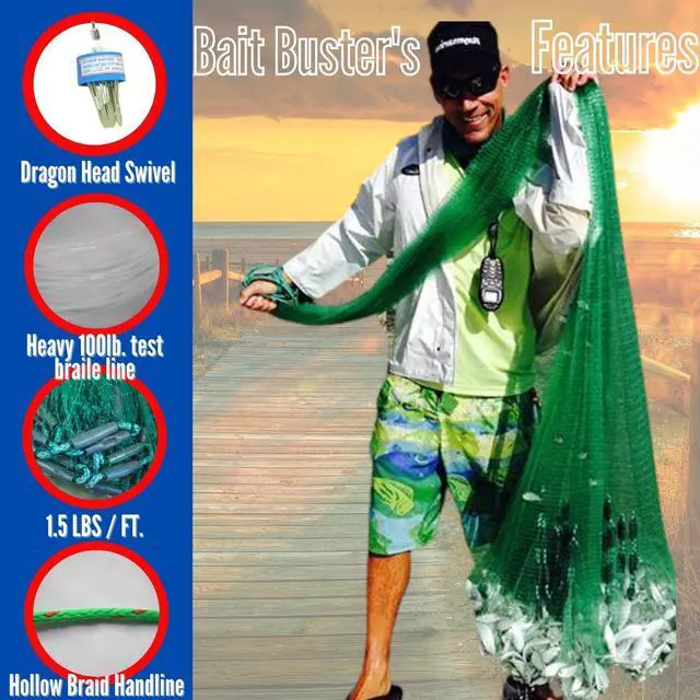 Alt view image 3 of 6 - Mullet cast net-10 ft 1-1/4" sq mesh