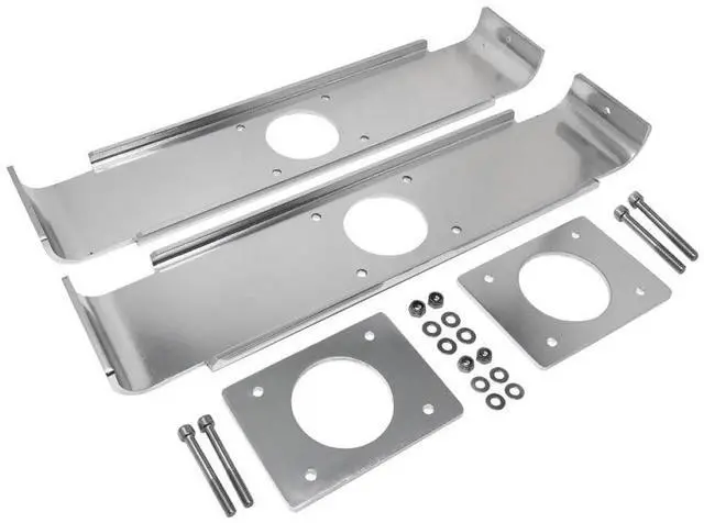 Main image of Fishmaster Outrigger Mounting Bracket Pack (Pair) - Polished and Anodized Aluminum, 21" Length Backing Plate