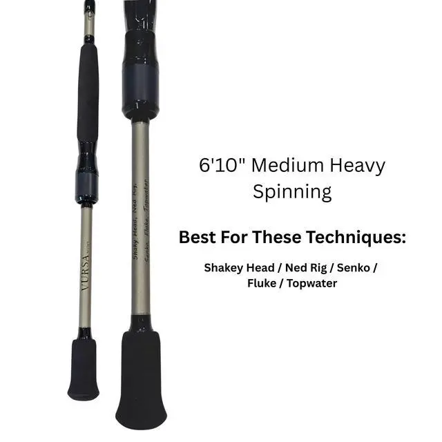 Alt view image 6 of 7 - Fitzgerald Vursa Series Spinning Rod VS610MHS 6'10" Medium Heavy Fast Fishing Rod for Texas Rig, Senko, Fluke & Topwater, Lightweight Sensitive Bass Rod