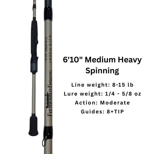 Alt view image 7 of 7 - Fitzgerald Vursa Series Spinning Rod VS610MHS 6'10" Medium Heavy Fast Fishing Rod for Texas Rig, Senko, Fluke & Topwater, Lightweight Sensitive Bass Rod