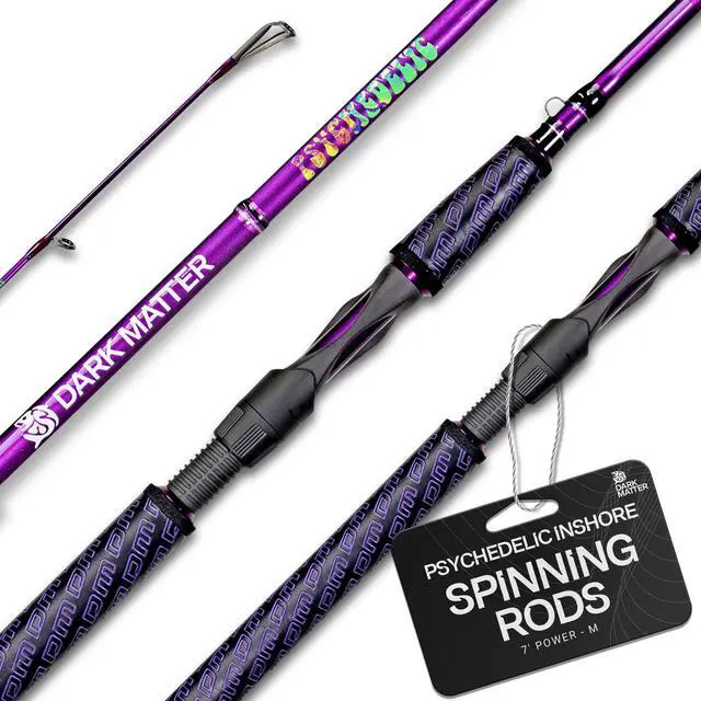 Alt view image 6 of 6 - Psychedelic Inshore Spinning Rods - Medium Spinning Rod Saltwater, Fast Action 7 Foot Fishing Rod Saltwater, Deep Sea Fishing Rods Baitcaster with Fuji K Series Alconite Guides