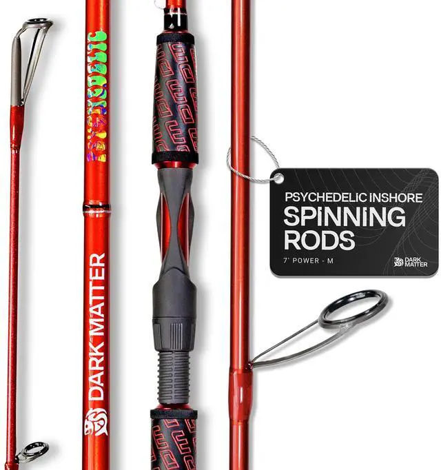 Main image of Psychedelic Inshore Spinning Rods - Medium Spinning Rod Saltwater, Fast Action 7 Foot Fishing Rod Saltwater, Deep Sea Fishing Rods Baitcaster with Fuji K Series Alconite Guides