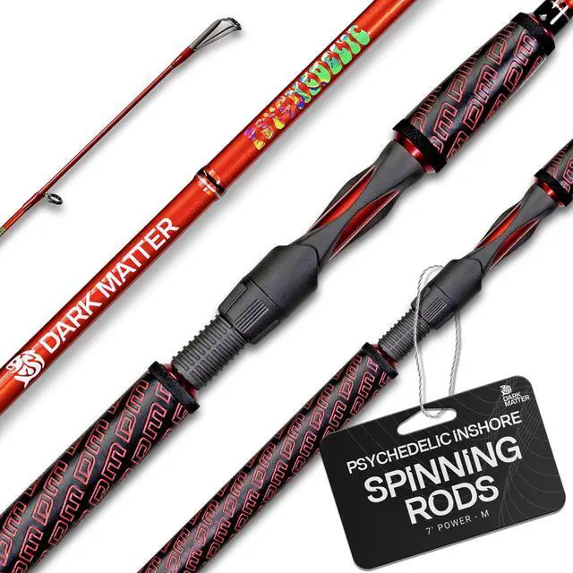 Alt view image 6 of 6 - Psychedelic Inshore Spinning Rods - Medium Spinning Rod Saltwater, Fast Action 7 Foot Fishing Rod Saltwater, Deep Sea Fishing Rods Baitcaster with Fuji K Series Alconite Guides