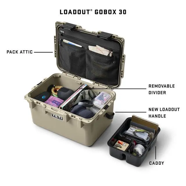 Alt view image 2 of 7 - LoadOut 30 GoBox Divided Waterproof Cargo Case, Dry Box, Camera Case, Fishing Tackle Box, King Crab