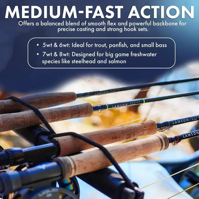 Alt view image 6 of 7 - Liquid Medium Fast Action Fly Fishing Rod | All-Water | 9 Foot 4-Piece W/Tube
