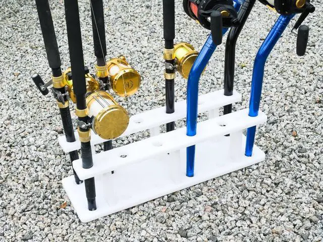 Alt view image 6 of 7 - 12 Pole Marine Board Fishing Rod Organizer Holder Rack for Garage Outdoor Heavy Duty Boat Dock Storage