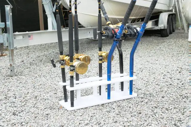 Alt view image 3 of 7 - 12 Pole Marine Board Fishing Rod Organizer Holder Rack for Garage Outdoor Heavy Duty Boat Dock Storage