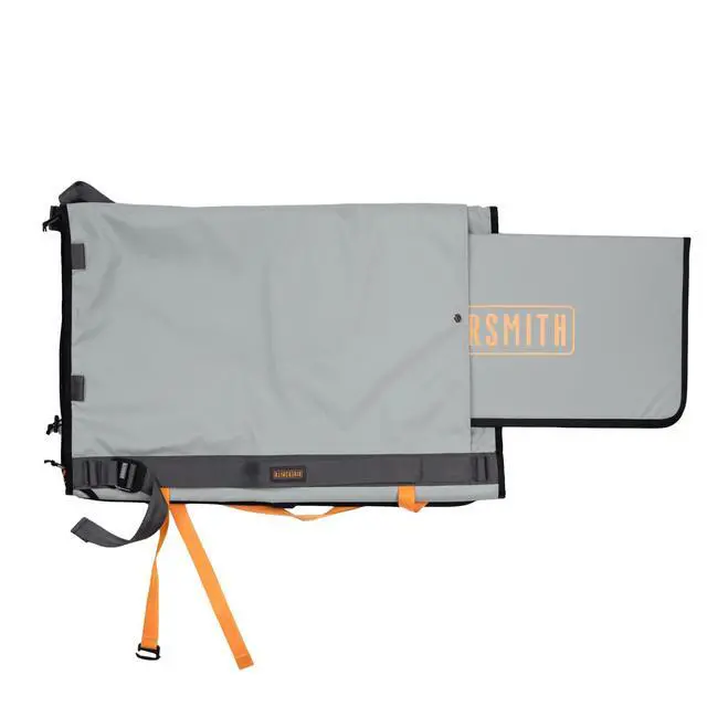 Alt view image 4 of 7 - Fly Fishing Wader & Boot Bag Gear-Roll Wader Bag with Changing Mat, Waterproof Pocket, Rod & Net Storage Fly Fishing Gear Organizer Gray Cadmium