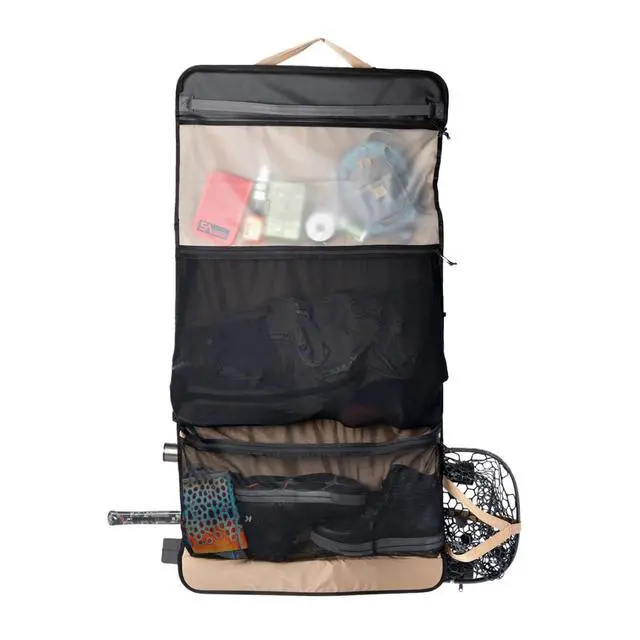 Alt view image 7 of 7 - Fly Fishing Wader & Boot Bag Gear-Roll Wader Bag with Changing Mat, Waterproof Pocket, Rod & Net Storage Fly Fishing Gear Organizer Gray Cadmium