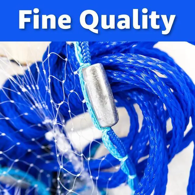 Alt view image 2 of 7 - Premium Saltwater Cast Net - Heavy Duty Fishing Net with Sinkers - Durable & Long-Lasting