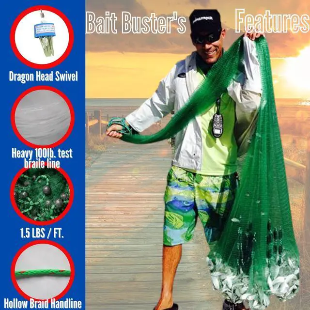 Alt view image 2 of 6 - Professional Grade Cast Net 3/8" Sq. Mesh