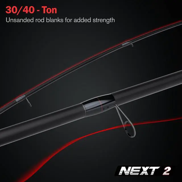 Alt view image 4 of 6 - Next 2 Freshwater Bass Fishing Rod, Spinning, Carbon Fiber | Fishing Pole For FFS, Drop Shot, Ned Rig, Neko & Wacky Rig, 5-16 lb, 1/20-3/4 oz, Carbon Fiber Grips, Sea Guide XO Guides