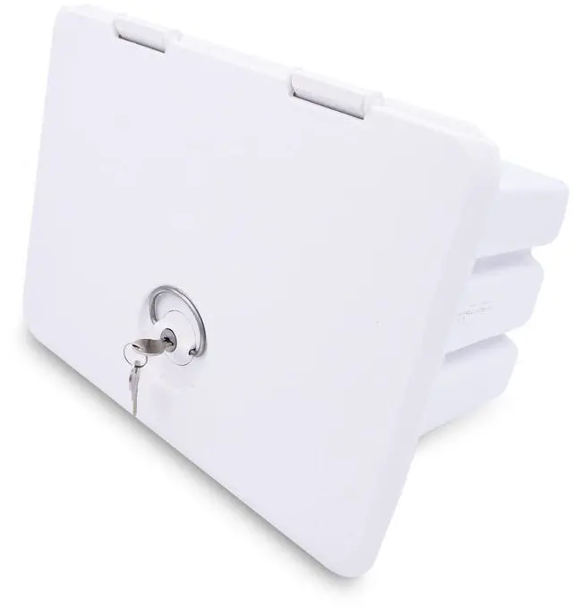 Main image of Sure-Seal Tackle Box Boat Access Hatch - Deck Compartment Includes 3 Plano Lure Trays - Dual Seals Offer Watertight Fit - 11" x 15", Polar White