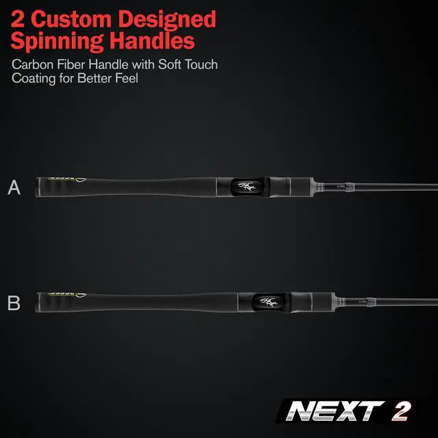 Alt view image 3 of 6 - Next 2 Freshwater Bass Fishing Rod, Spinning, Carbon Fiber | Fishing Pole For FFS, Drop Shot, Ned Rig, Neko & Wacky Rig, 5-16 lb, 1/20-3/4 oz, Carbon Fiber Grips, Sea Guide XO Guides