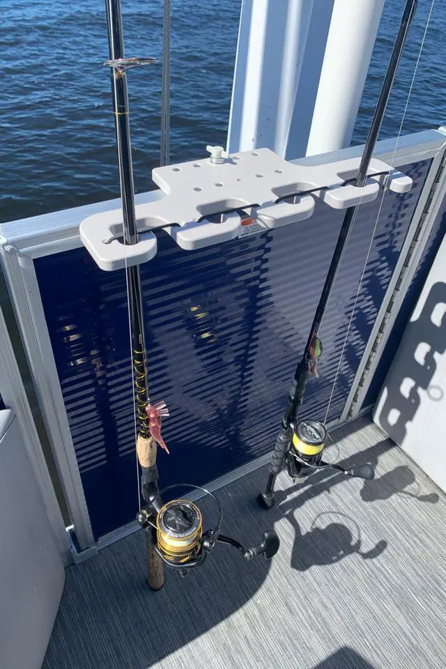 Alt view image 6 of 6 - Pontoon Boat Fishing 4-Rod-Holder No-Tool Rail Mount | USA Made | Deep Blue Outdoors