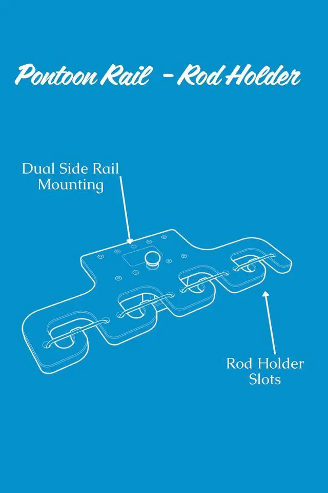 Alt view image 3 of 6 - Pontoon Boat Fishing 4-Rod-Holder No-Tool Rail Mount | USA Made | Deep Blue Outdoors
