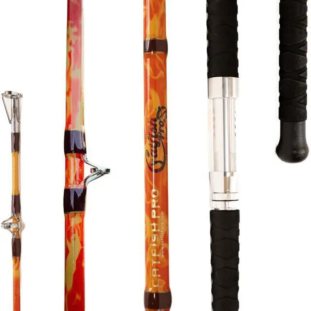 Main image of Orange Dragon Fire Glow Rod 76 One-Piece Spinning or Casting, M, MH, H Action, Sun-Activated Glow-in-the-Dark Rod, Anti-Slip Super Grip Handle, Stainless Steel Guides, Aluminum Reel Seat