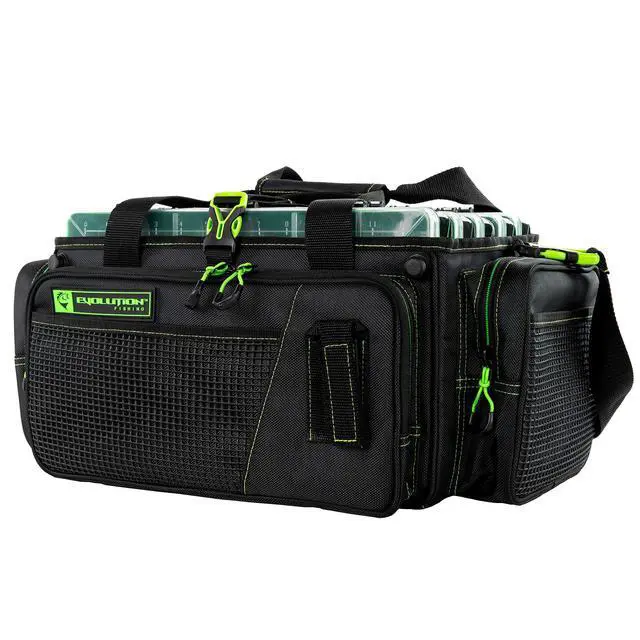Alt view image 3 of 5 - Drift Series Topless Horizontal Tackle Bag Outdoor Rucksack w/ 5 Fishing Tackle Trays, Padded Handle and Shoulder Strap, Plier Holster, Tackle Carrying Case
