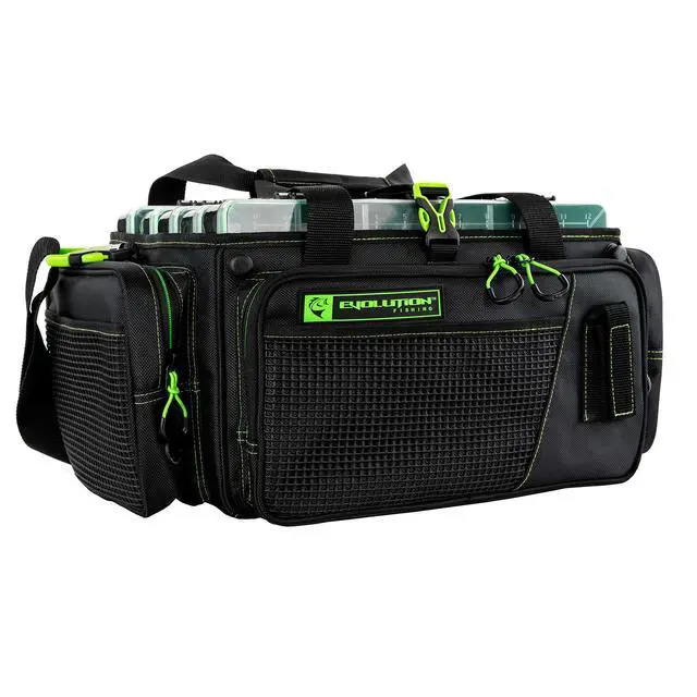Alt view image 2 of 5 - Drift Series Topless Horizontal Tackle Bag Outdoor Rucksack w/ 5 Fishing Tackle Trays, Padded Handle and Shoulder Strap, Plier Holster, Tackle Carrying Case