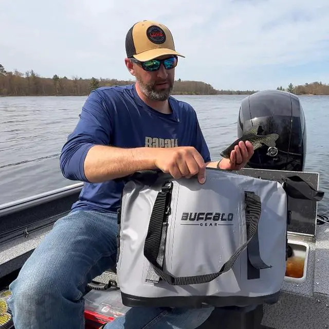 Alt view image 2 of 7 - Fish Cooler Bag 24Qt Seamless Insulation Kill Bag, Keeps Ice Cold Up to 36 Hours, Foldable & Waterproof with Rod Attachment Straps & Gear Loops, Grey