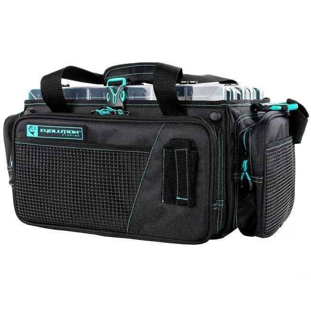 Alt view image 3 of 6 - Drift Series Topless Horizontal Tackle Bag Outdoor Rucksack w/ 5 Fishing Tackle Trays, Padded Handle and Shoulder Strap, Plier Holster, Tackle Carrying Case