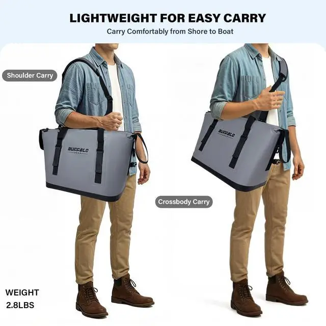 Alt view image 6 of 7 - Fish Cooler Bag 24Qt Seamless Insulation Kill Bag, Keeps Ice Cold Up to 36 Hours, Foldable & Waterproof with Rod Attachment Straps & Gear Loops, Grey