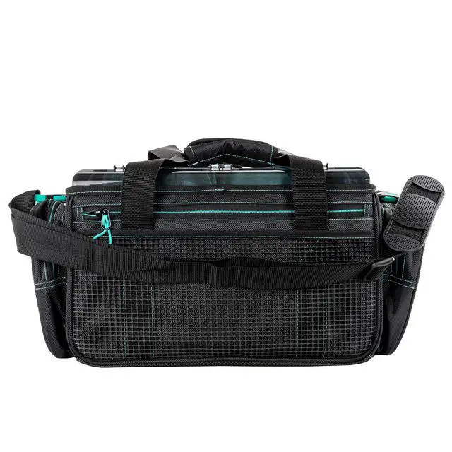 Alt view image 5 of 6 - Drift Series Topless Horizontal Tackle Bag Outdoor Rucksack w/ 5 Fishing Tackle Trays, Padded Handle and Shoulder Strap, Plier Holster, Tackle Carrying Case