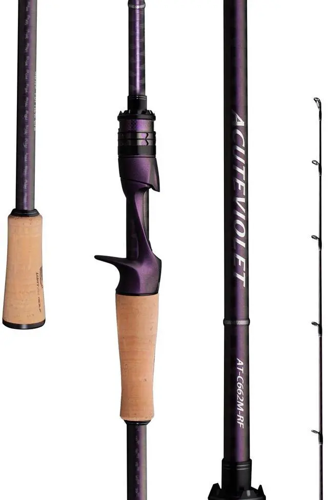 Main image of PURELURE ACUTEVIOLET Bass Fishing Rod Spinning Baitcasting Rod 6'6''-7'2'' | TORAY 36T Carbon Fiber, Jerkbait Rod 2 Piece, Regular Fast Action, Titanium Frame Guide with Torzite Ring, Carbon Reel Seat