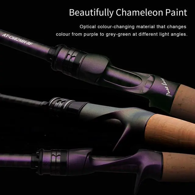 Alt view image 4 of 7 - PURELURE ACUTEVIOLET Bass Fishing Rod Spinning Baitcasting Rod 6'6''-7'2'' | TORAY 36T Carbon Fiber, Jerkbait Rod 2 Piece, Regular Fast Action, Titanium Frame Guide with Torzite Ring, Carbon Reel Seat