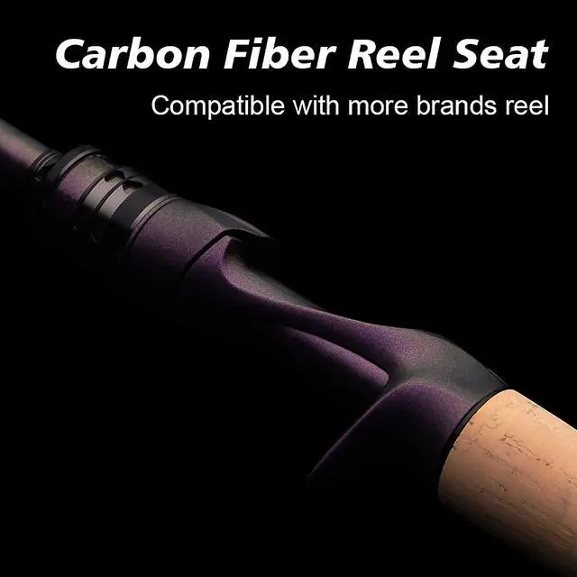 Alt view image 5 of 7 - PURELURE ACUTEVIOLET Bass Fishing Rod Spinning Baitcasting Rod 6'6''-7'2'' | TORAY 36T Carbon Fiber, Jerkbait Rod 2 Piece, Regular Fast Action, Titanium Frame Guide with Torzite Ring, Carbon Reel Seat