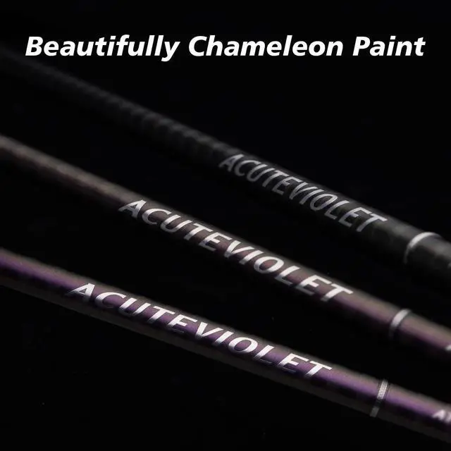 Alt view image 4 of 6 - PURELURE ACUTEVIOLET Bass Fishing Rod Spinning Baitcasting Rod 6'6''-7'2'' | TORAY 36T Carbon Fiber, Jerkbait Rod 2 Piece, Regular Fast Action, Titanium Frame Guide with Torzite Ring, Carbon Reel Seat