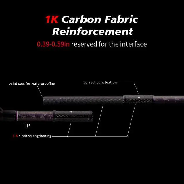 Alt view image 6 of 6 - PURELURE ACUTEVIOLET Bass Fishing Rod Spinning Baitcasting Rod 6'6''-7'2'' | TORAY 36T Carbon Fiber, Jerkbait Rod 2 Piece, Regular Fast Action, Titanium Frame Guide with Torzite Ring, Carbon Reel Seat