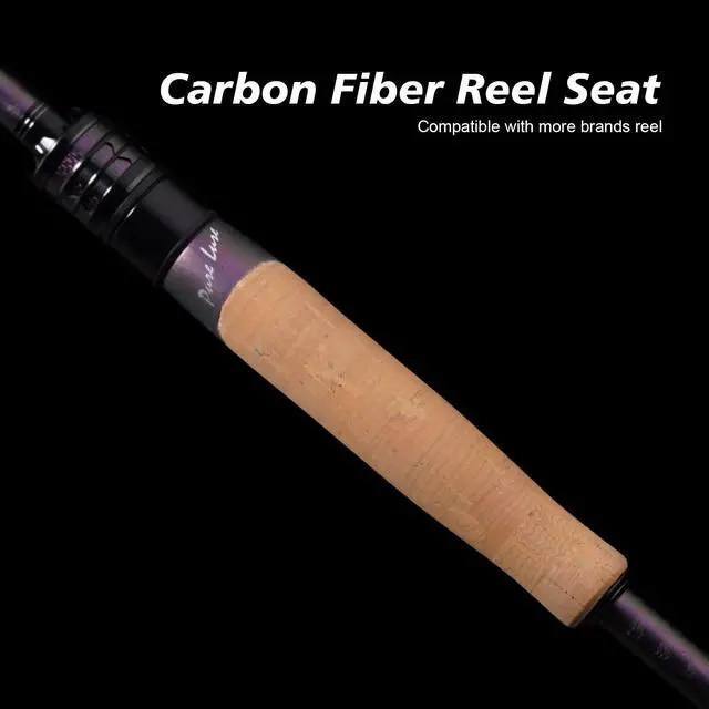 Alt view image 5 of 6 - PURELURE ACUTEVIOLET Bass Fishing Rod Spinning Baitcasting Rod 6'6''-7'2'' | TORAY 36T Carbon Fiber, Jerkbait Rod 2 Piece, Regular Fast Action, Titanium Frame Guide with Torzite Ring, Carbon Reel Seat