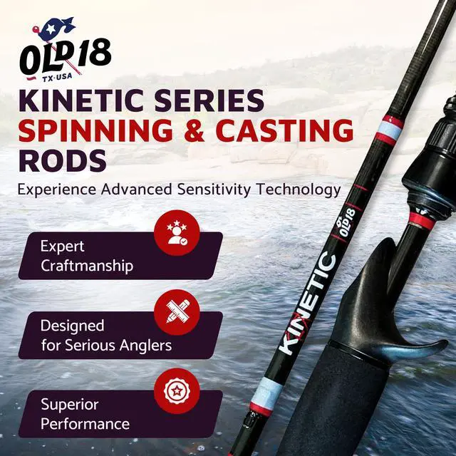 Alt view image 2 of 7 - Kinetic Rod - 30-Ton Carbon, Enhanced Sensitivity for Precision Strikes, Coated Stainless Guides, Ideal for Freshwater and Inshore Species - Split Grip for Comfort