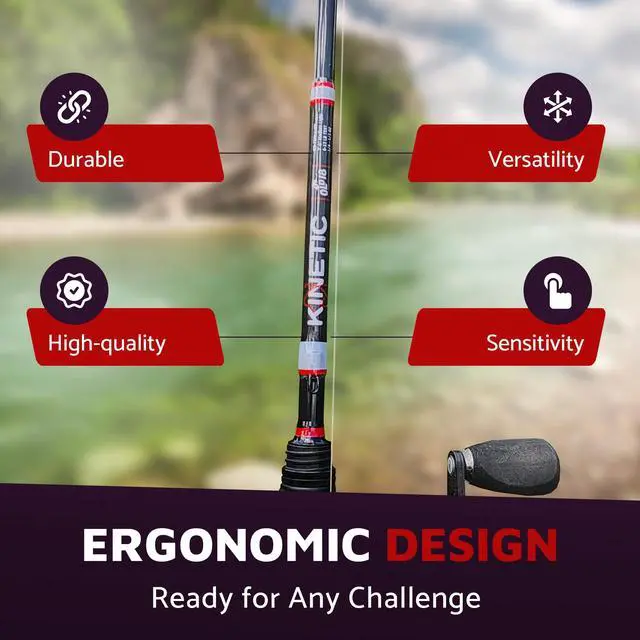 Alt view image 6 of 7 - Kinetic Rod - 30-Ton Carbon, Enhanced Sensitivity for Precision Strikes, Coated Stainless Guides, Ideal for Freshwater and Inshore Species - Split Grip for Comfort