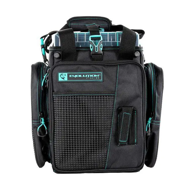 Alt view image 4 of 5 - Drift Series Topless Vertical Tackle Bag Outdoor Rucksack w/ 5 Fishing Tackle Trays, Padded Handle and Shoulder Strap, Plier Holster, Tackle Carrying Case