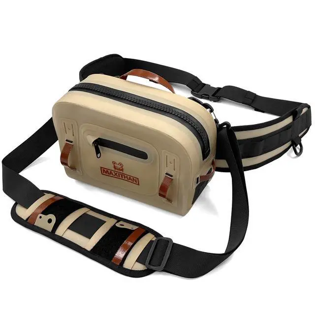 Alt view image 2 of 7 - Lehigh Crossing, Waterproof Fishing Waist Pack, Fly Fishing Fanny Pack, Submersible Lumbar Pack (Baige)