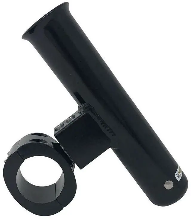 Main image of Fishmaster Adjustable T-Top Rod Holder - Marine Grade Aluminum, Rail Mount, Universal Fit - Black/White/Silver