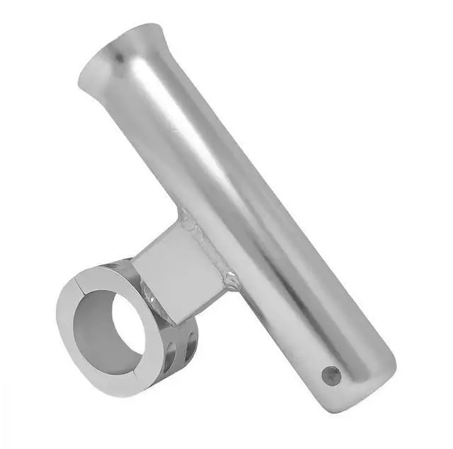 Main image of Fishmaster Adjustable T-Top Rod Holder - Marine Grade Aluminum, Rail Mount, Universal Fit - Black/White/Silver