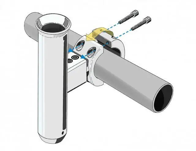 Alt view image 7 of 7 - Fishmaster Adjustable T-Top Rod Holder - Marine Grade Aluminum, Rail Mount, Universal Fit - Black/White/Silver