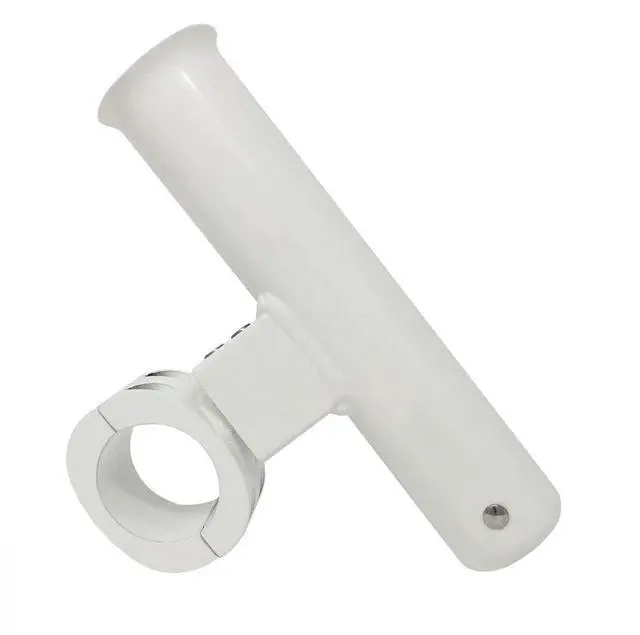 Main image of Fishmaster Adjustable T-Top Rod Holder - Marine Grade Aluminum, Rail Mount, Universal Fit - Black/White/Silver